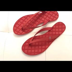 Chanel Calfskin Quilted Leather Thong Flip Flops